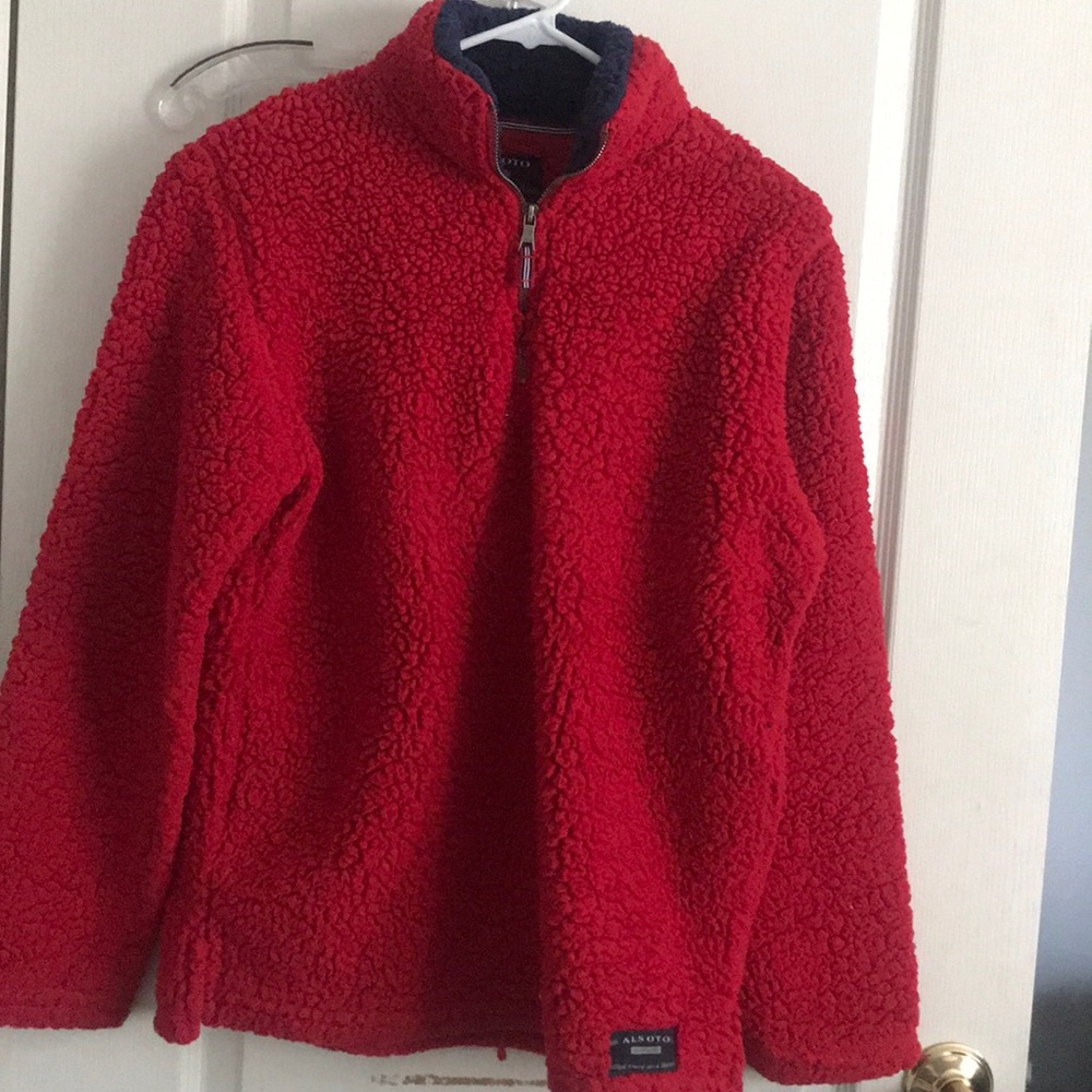 Red plush polo zip